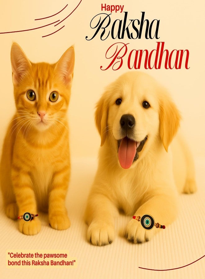 Sage Square Paw Bandhan Evil Eye Rakhi for Dogs, Cats & Small Pets | Celebrate Bonds of Love This Raksha Bandhan | Cute Rakhi with Beads | Gift for Pet Lovers & Furry Companions (Type 1) - Image 2